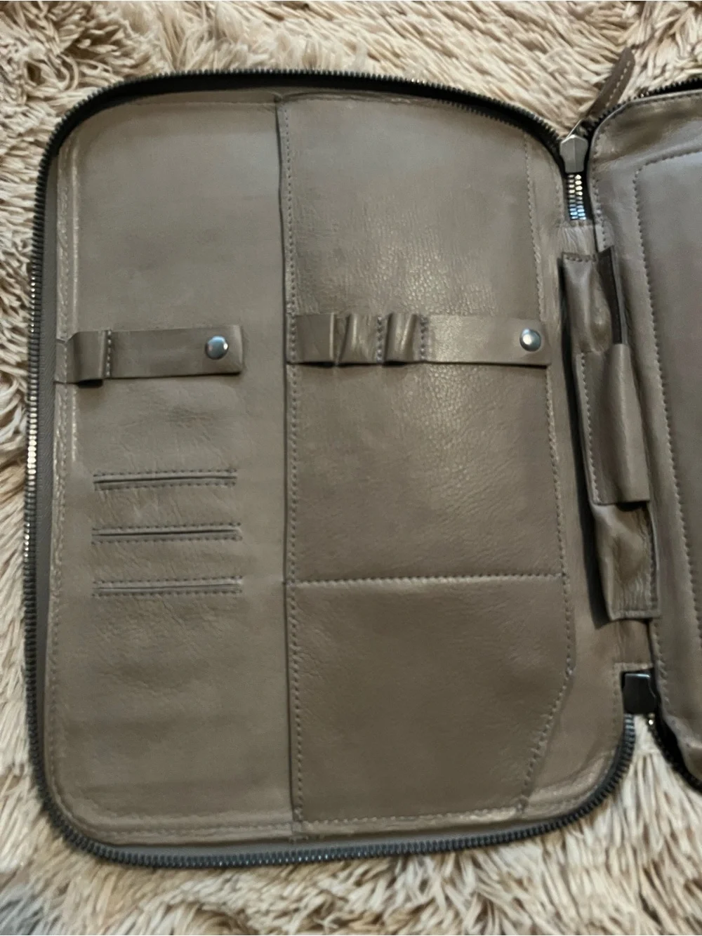 This is Ground Leather Tablet Organizer Case in Grey